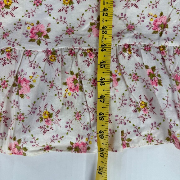 Heiress Vintage Floral Cotton Nightgown Pink Yellow Ruffle Long Sleeve Large - Picture 6 of 6